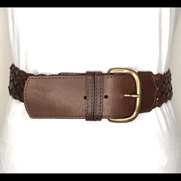 J. Crew Wide Braided Leather Belt Size Large
